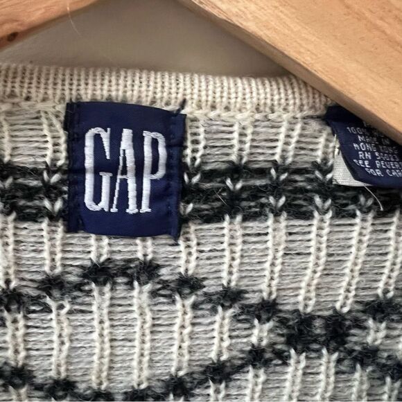 Gap vintage 100 % wool cropped fair isle sweater M - Picture 5 of 6
